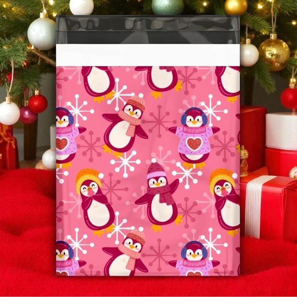 Pink Penguin 🐧 Friends Poly Mailers 10x13 Pack of 25 - Picture 2 of 6